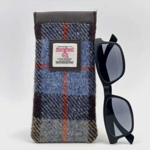 Harris Tweed Glasses Sleeve in Blue/Brown Check