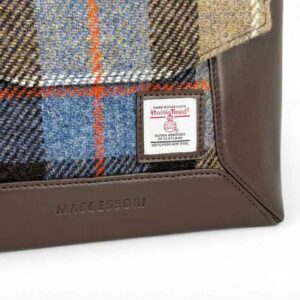 Harris Tweed Highland Messenger Bag In Blue/Brown Check