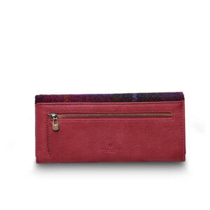 Harris Tweed Portemonnee, The Large Clasp, Fuchsia Tartan