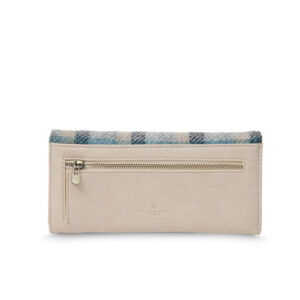 Harris Tweed Portemonnee, The Large Clasp, Navy Beige Tartan