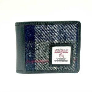 Harris Tweed Bifold Wallet In Blue Check