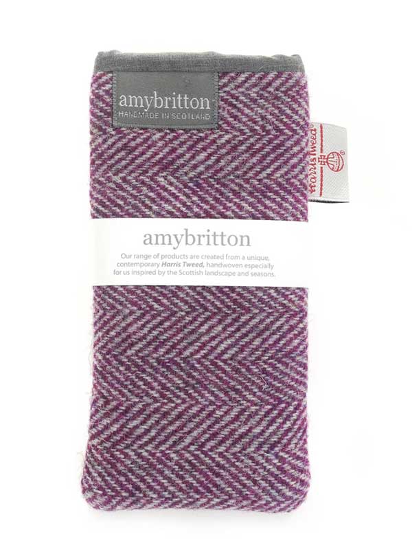 Harris Tweed Landscape Glasses Case Heather Purple