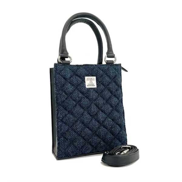 Harris Tweed Quilt Mini Tote Bag In Blue