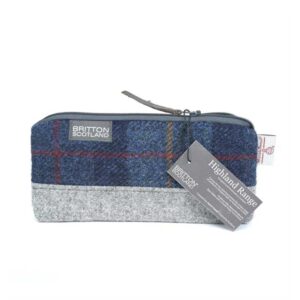Harris Tweed Highland Range Cosmetic Bag Navy Plaid