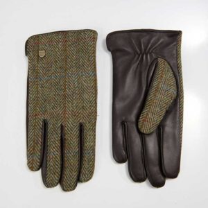 Men's Harris Tweed Gloves In Chestnut Herringbone