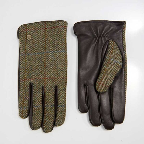 Men's Harris Tweed Gloves In Chestnut Herringbone