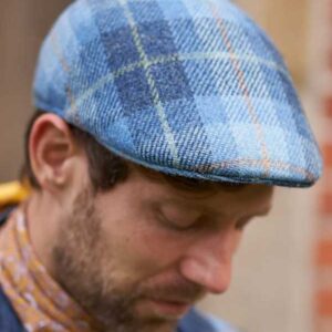 Harris Tweed Flat Cap "Henry" In Jeans Herringbone