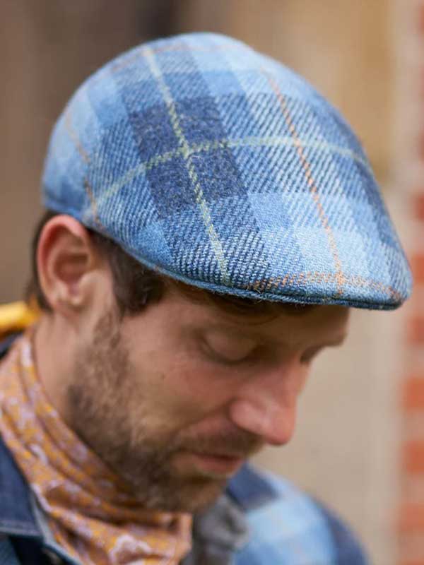 Harris Tweed Flat Cap "Henry" In Jeans Herringbone