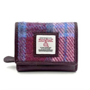 Harris Tweed Trifold Purse In Pastel Pink