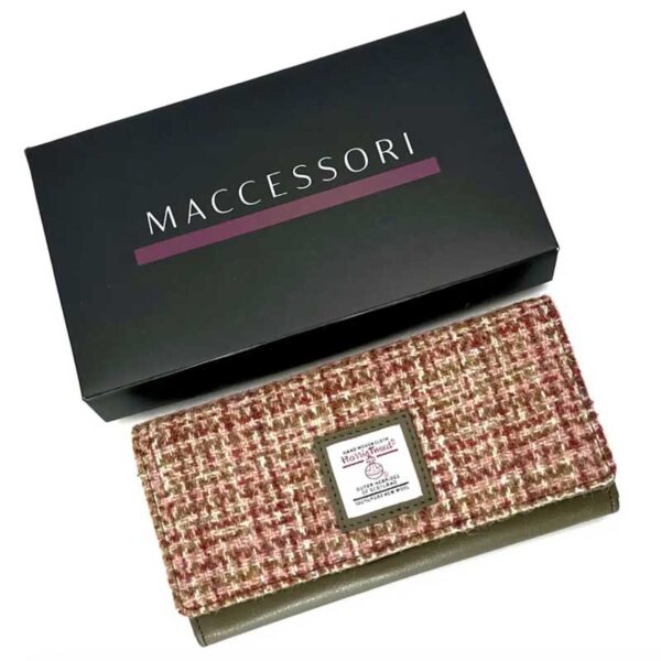 Harris Tweed Ladies Envelope Purse In Maple