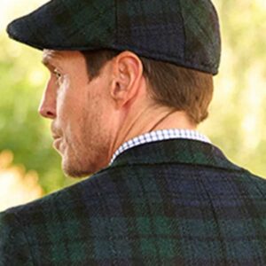 Harris Tweed Flat Cap "Henry" In Black Watch