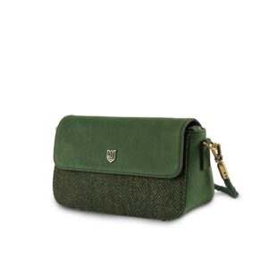 Harris Tweed Clutch, The Caithness, Islander, Dark Green Herringbone