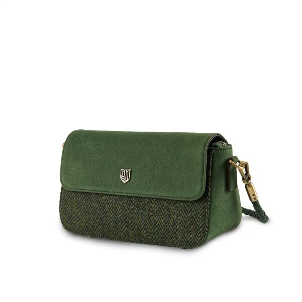 Harris Tweed Clutch, The Caithness, Islander, Dark Green Herringbone
