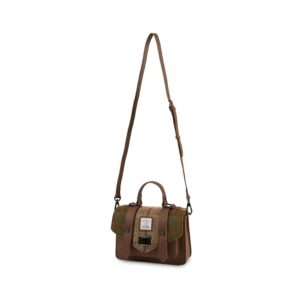 Harris Tweed Clutch, The Leather Mini Satchel, Islander, Chestnut Tartan