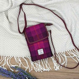 Harris Tweed Mini Crossbody Bag in Purple Check