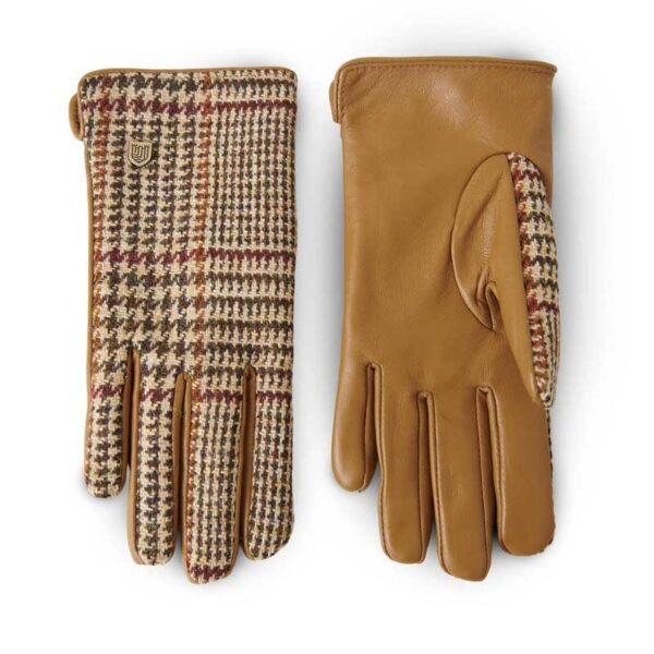 Ladies Harris Tweed Gloves Beige Dogtooth