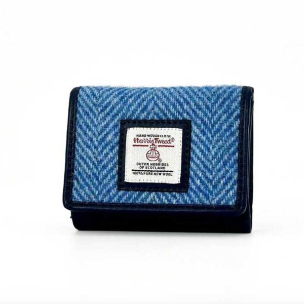 Harris Tweed Trifold Purse In Sky Blue