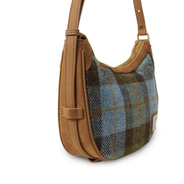 Harris Tweed Shoulder Bag, The Ellon, Islander, Chestnut Blue Tartan