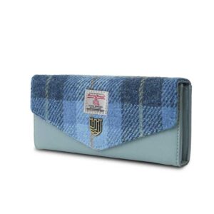 Harris Tweed Portemonnee, The Large Clasp, Blue Tartan