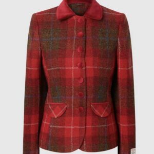 Harris Tweed Dames Jas Amy - Red Tartan
