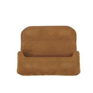 Harris Tweed Leather Glasses Case Chestnut Blue Tartan