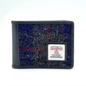 Harris Tweed Bifold Coin Wallet In Blue Check