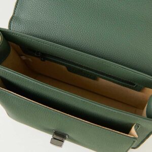 Harris Tweed Clutch, The Leather Medium Satchel, Islander, Dark Green Herringbone