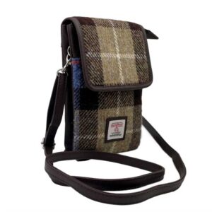 Harris Tweed Mini Crossbody Bag in Blue/Brown Check