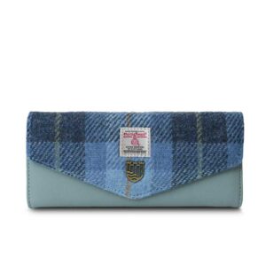 Harris Tweed Portemonnee, The Large Clasp, Blue Tartan