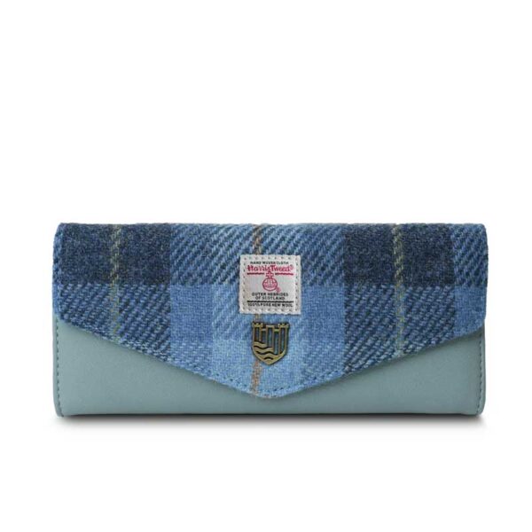 Harris Tweed Portemonnee, The Large Clasp, Blue Tartan