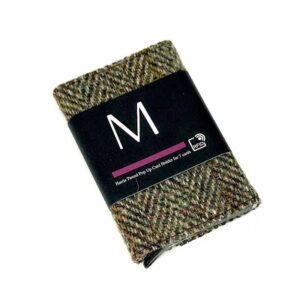 Harris Tweed Pop Up Card Holder In Country Green