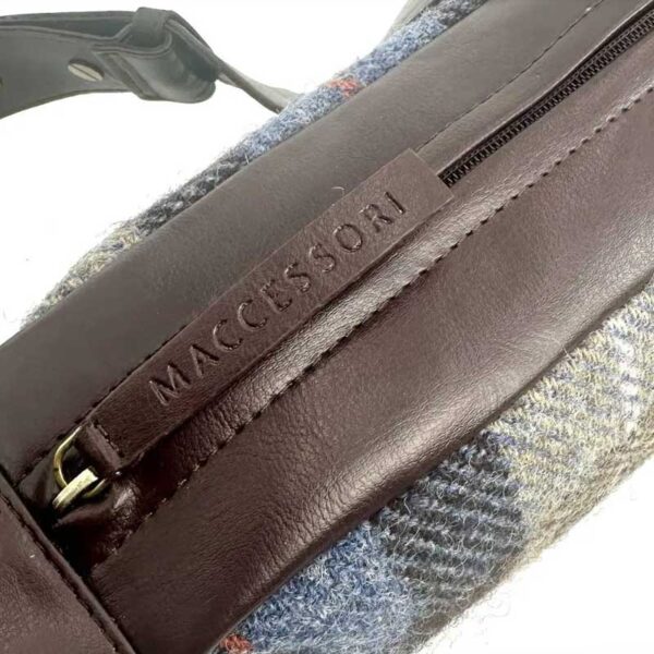 Harris Tweed Sling Bag In Blue/Brown Check