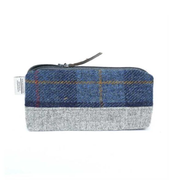 Harris Tweed Highland Range Cosmetic Bag Navy Plaid