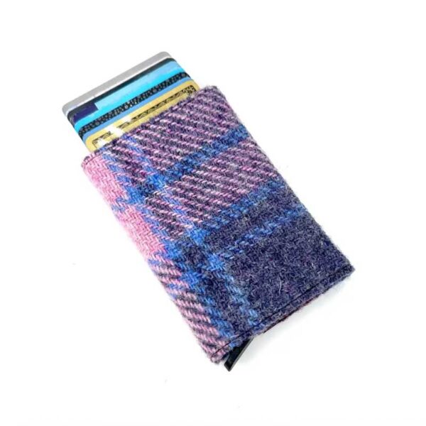 Harris Tweed Pop Up Card Holder In Pastel Pink