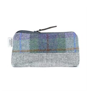 Harris Tweed Highland Range Cosmetic Bag Blue Green Plaid