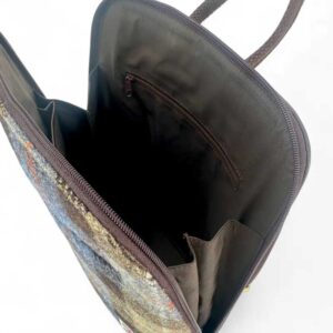 Harris Tweed Backpack In Blue/Brown Check