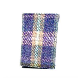 Harris Tweed Pop Up Card Holder In Green/Purple Plaid