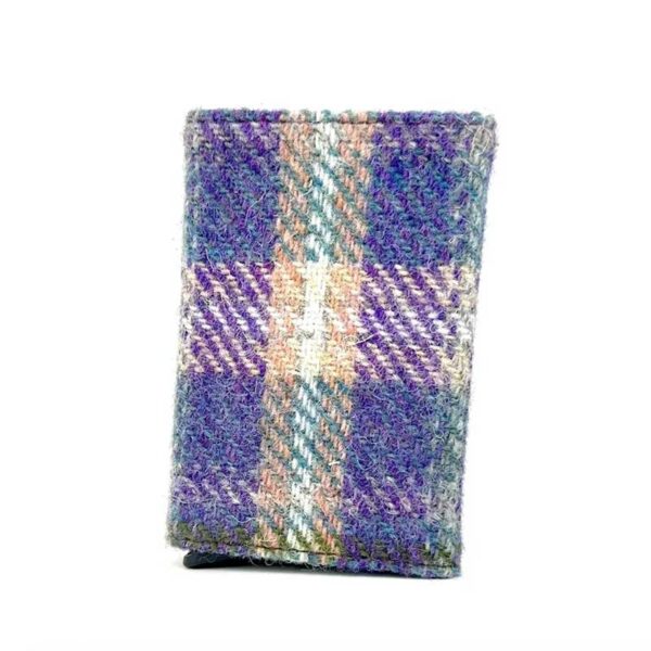 Harris Tweed Pop Up Card Holder In Green/Purple Plaid