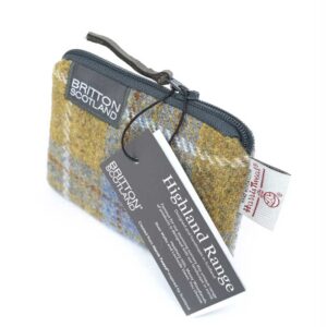 Harris Tweed Highland Card Purse Mustard Plaid