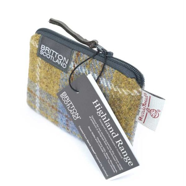 Harris Tweed Highland Card Purse Mustard Plaid