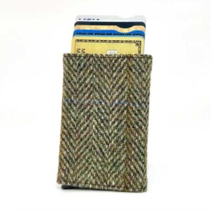 Harris Tweed Pop Up Card Holder In Country Green