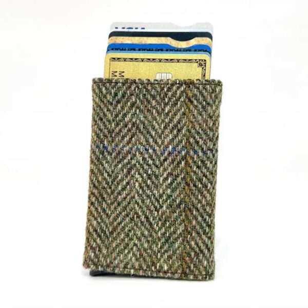 Harris Tweed Pop Up Card Holder In Country Green