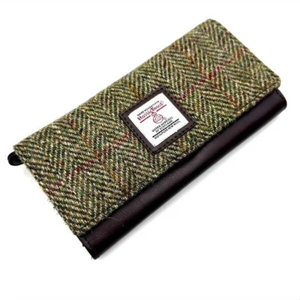 Harris Tweed Ladies Envelope Purse In Country Green