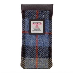 Harris Tweed Glasses Sleeve in Blue/Brown Check