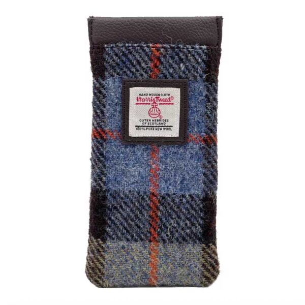 Harris Tweed Glasses Sleeve in Blue/Brown Check