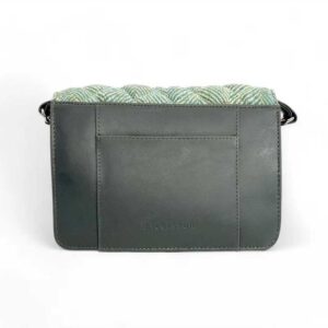 Harris Tweed Quilt Shoulder Bag In Turquoise Herringbone