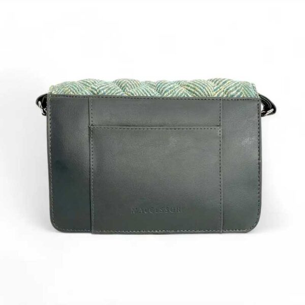 Harris Tweed Quilt Shoulder Bag In Turquoise Herringbone