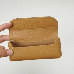 Harris Tweed Leather Glasses Case Beige Dogtooth