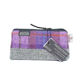 Harris Tweed Highland Range Cosmetic Bag Pink Lavender Plaid