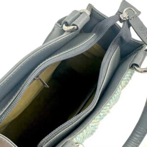 Harris Tweed Quilt Mini Tote Bag In Turquoise Herringbone